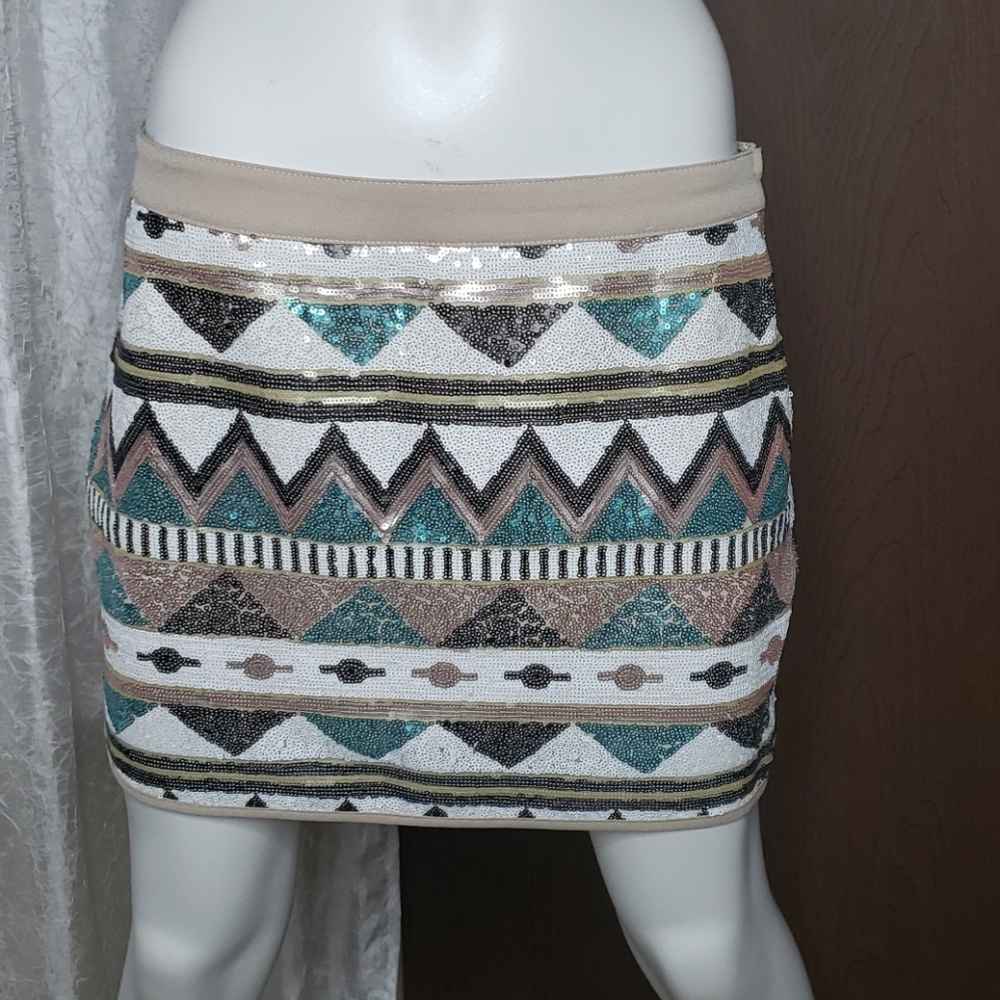 NWT Altard State Aztec printed sequin skirt